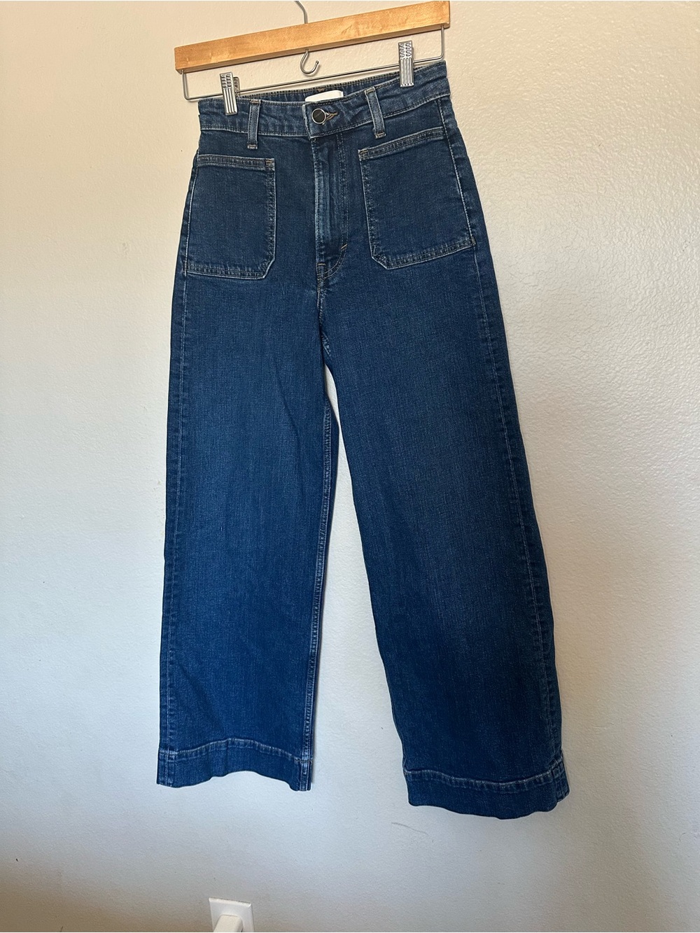 H&M Dark Blue High-Rise Wide Leg Jeans